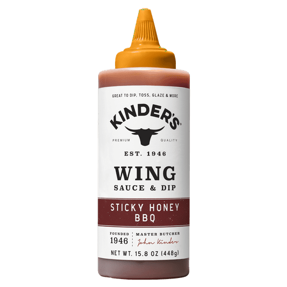 Kinder's Sticky Honey BBQ Wing Sauce and Dip, 15.8 oz Squeeze Bottle, Pack of 2