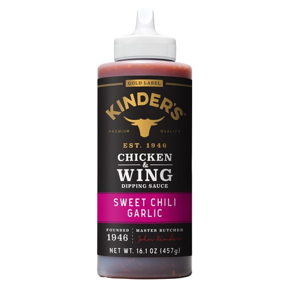 Kinder's Gold Label Sweet Chili Garlic Dipping Sauce for Chicken and Wings, 16.1 oz Bottle