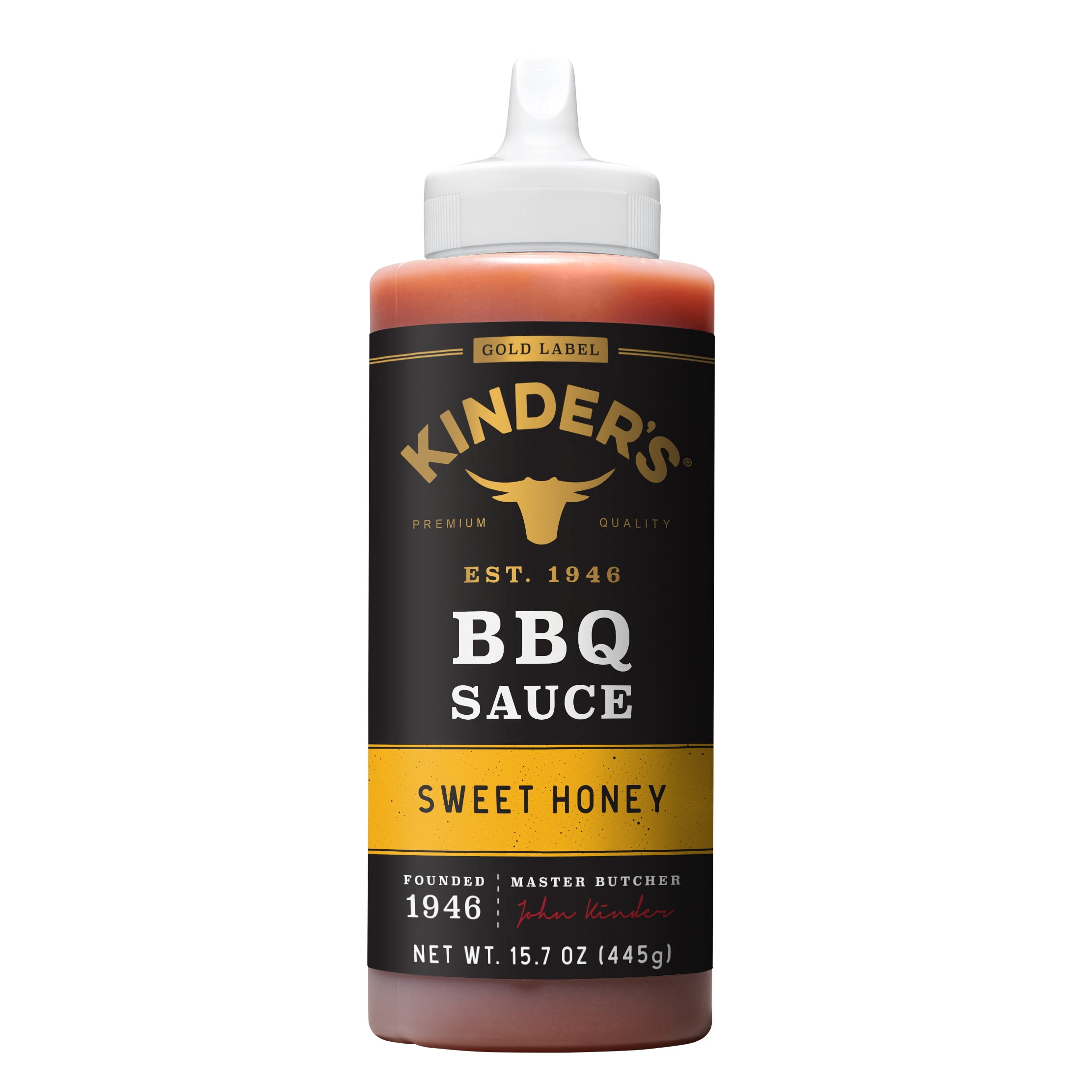 Kinder's Gold Label Sweet Honey BBQ Sauce for Meat and Vegetables, 15.7 oz Bottle
