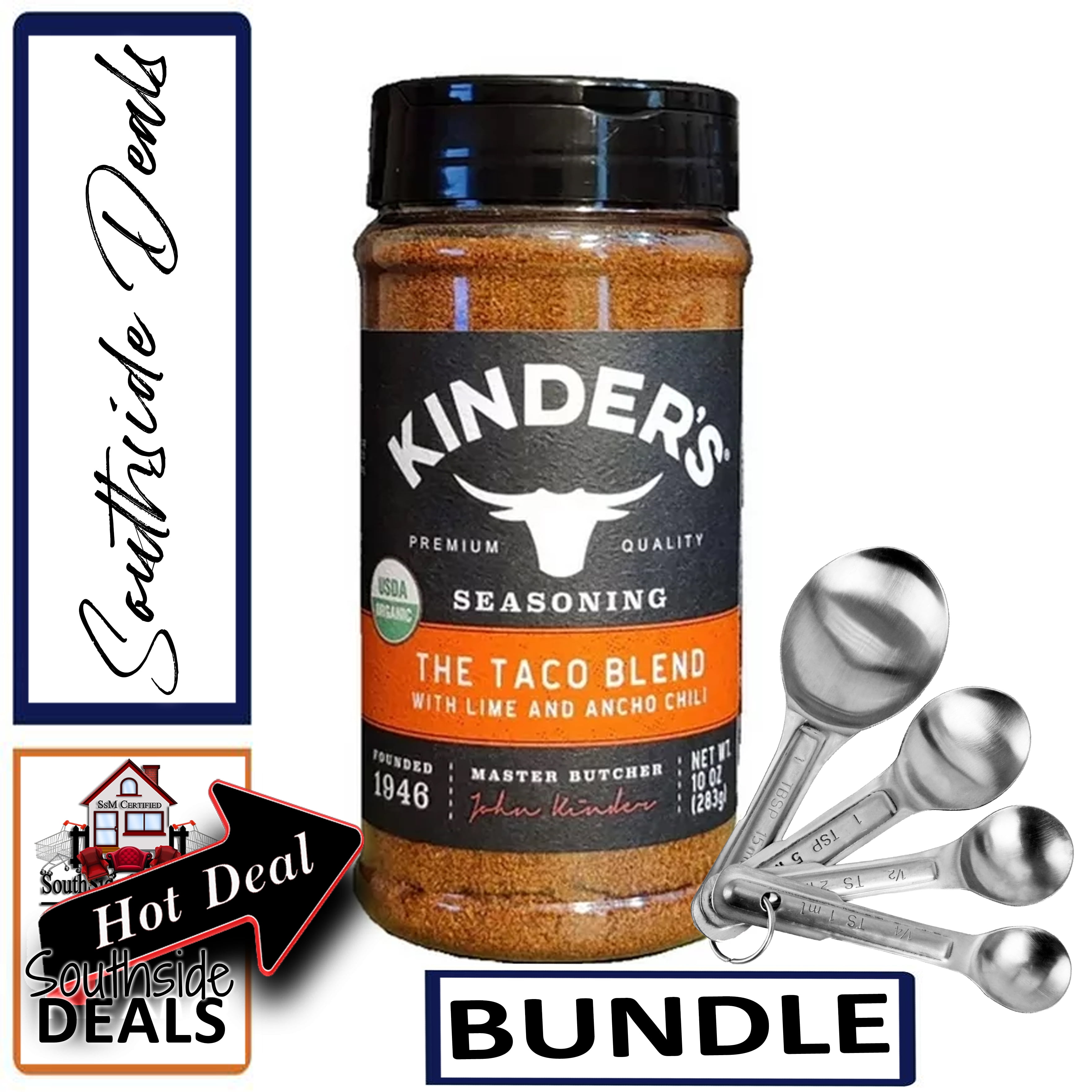 Kinder's The Taco Blend Seasoning 10oz Container with a set of