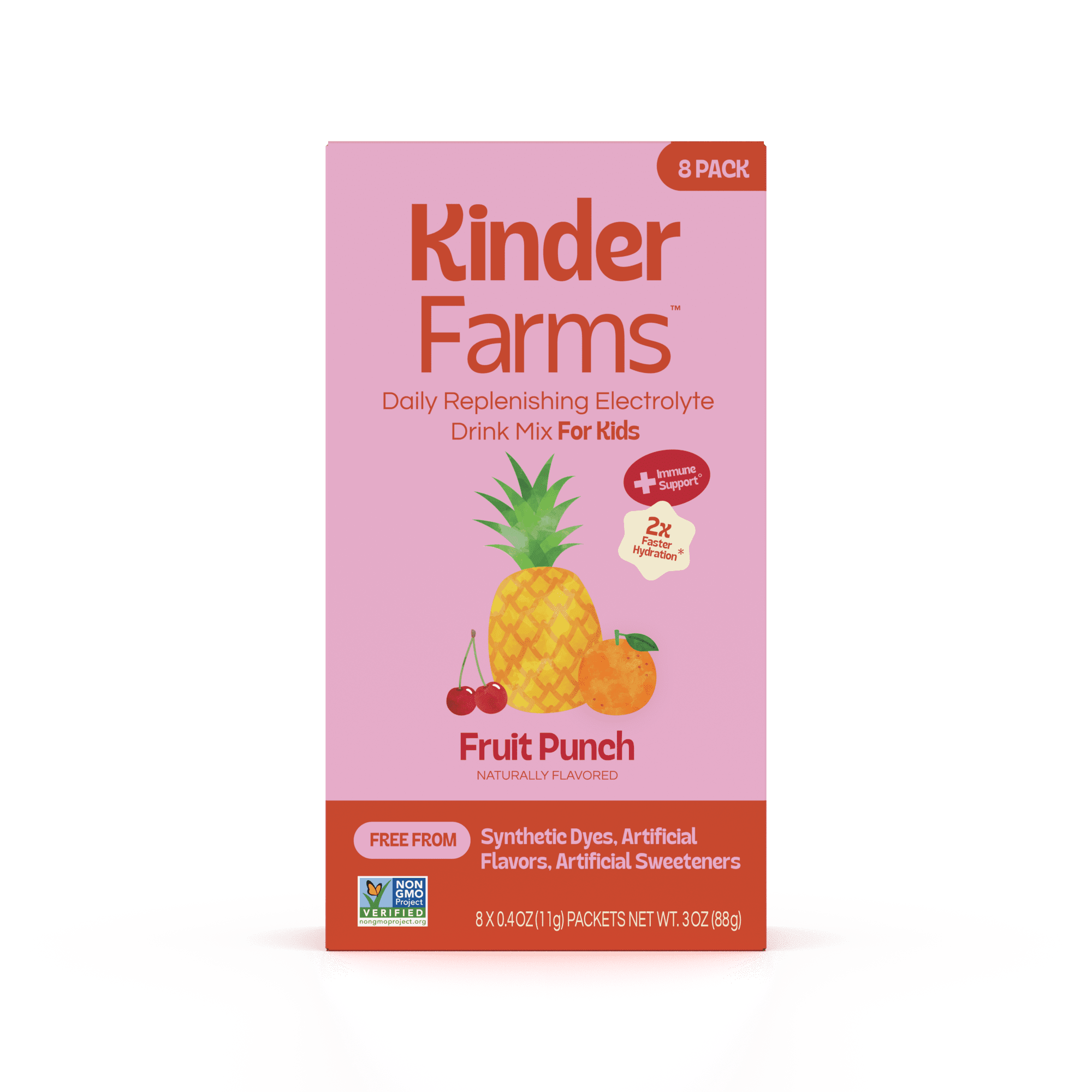 KinderFarms Daily Hydration Electrolyte Drink Mix for Kids, Fruit