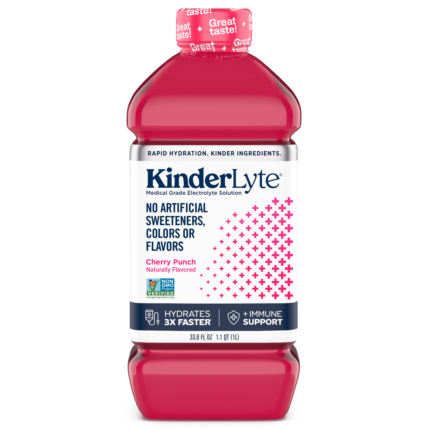 KinderLyte Natural Ready-to-Drink Electrolyte Solution Cherry Punch, 33.8 fl oz Bottle