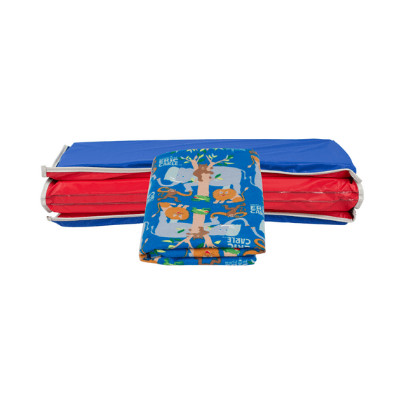 KinderMat + Eric Carle Kinderbundle - The Very Hungry Caterpillar and Friends - Full Nap Mat & Washable Cover, Special Edition - 47" x 22", Value Bundle, Great for Daycare & Family Households