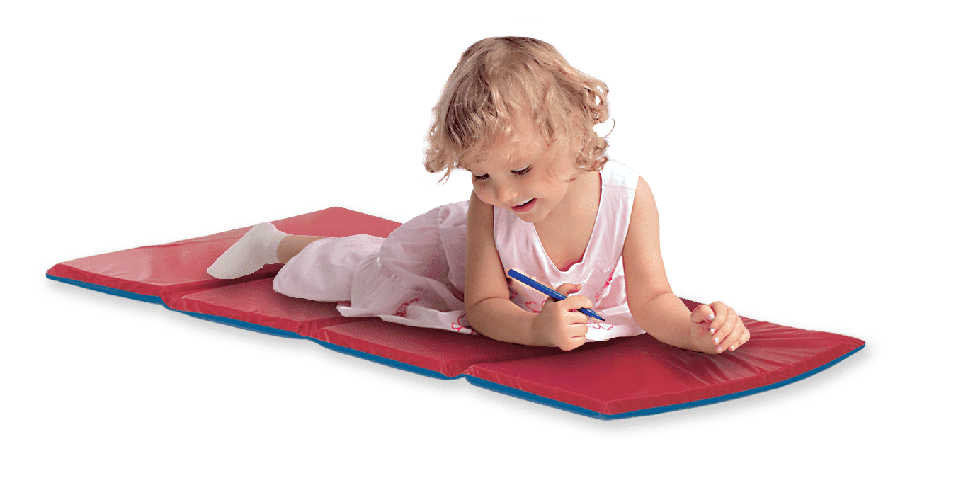 PEERLESS PLASTICS KinderMats Basic KinderMat Folding Rest Mat for Home, School, Daycare, Red/Blue, 1 Pack