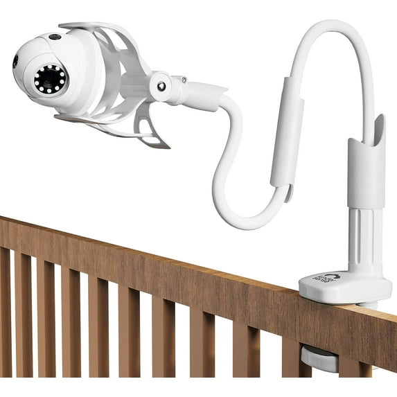 KinderSense Baby Monitor Mount - Extra Long (35") - 360° Rotation, White