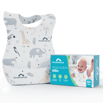 KinderSense Disposable Baby Bibs 60 per Pack, Absorbent and Leakproof, Travel Bibs for Boys & Girls