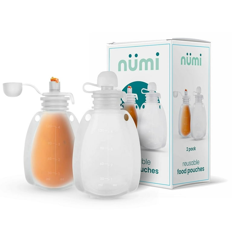 KinderSense Numi Reusable Silicone Baby Food Pouches 5oz Ages 1 3 2 Pack Clear Walmart