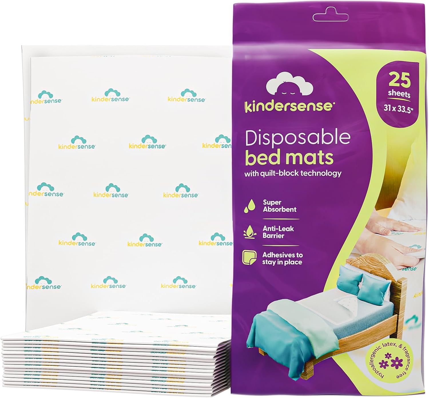 KinderSense Ultra Absorbent Disposable Bed Pads for Potty Training 36" x 30" (25 Count)