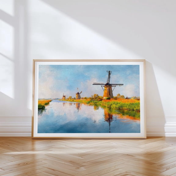 Kinderdijk Netherlands Dutch Windmill Wall Art Home Decor Unframed Paper Print
