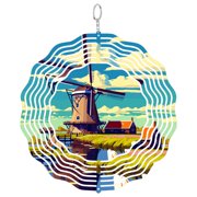 Kinderdijk Netherlands Windmills 3D Wind Spinner Stainless Steel Yard Art Garden Decor Gift For Dutch Fan