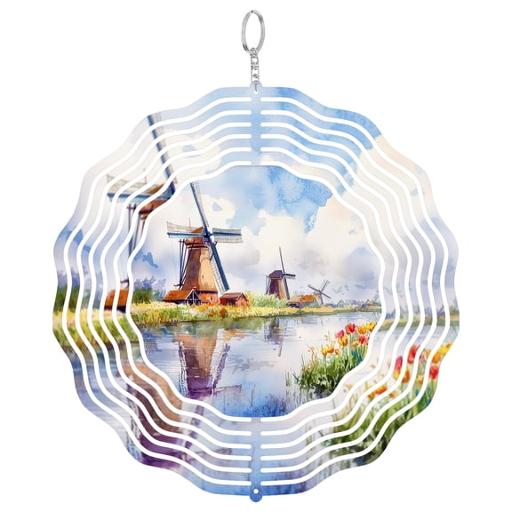 Kinderdijk Windmills Holland 3D Wind Spinner Kinetic Hanging Ornament Outdoor Garden Decor Dutch Heritage Gift