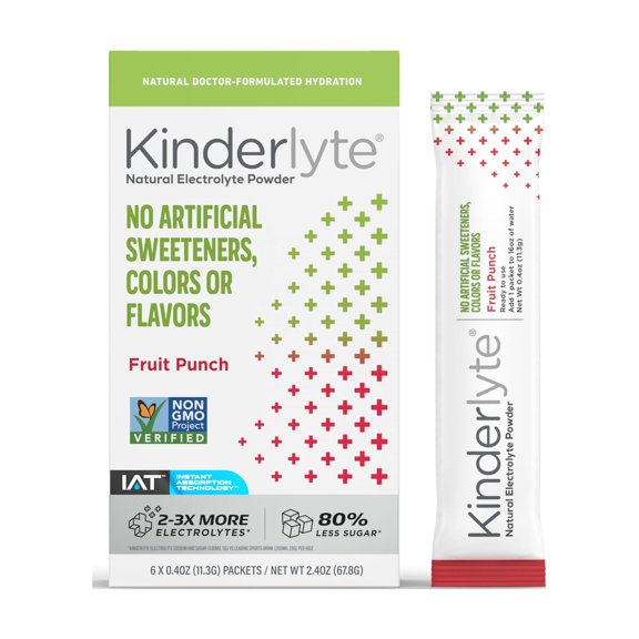 Kinderfamrs Kinderlyte Advanced Electrolyte Powder Drink Mix, Fruit Punch, 6 Count