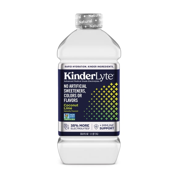 Kinderfarms KinderLyte Electrolyte Solution Drink for Kids & Adults, Coconut Lime, 33.8 fl oz Bottle