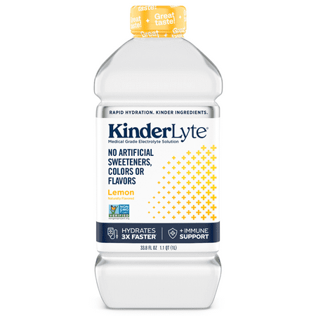 Kinderfarms KinderLyte Electrolyte Solution Drink for Kids & Adults, Lemon, 33.8 fl oz Bottle