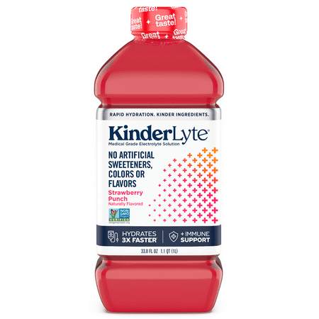 Kinderfarms KinderLyte Electrolyte Solution Drink for Kids & Adults, Strawberry Punch, 33.8 fl oz Bottle