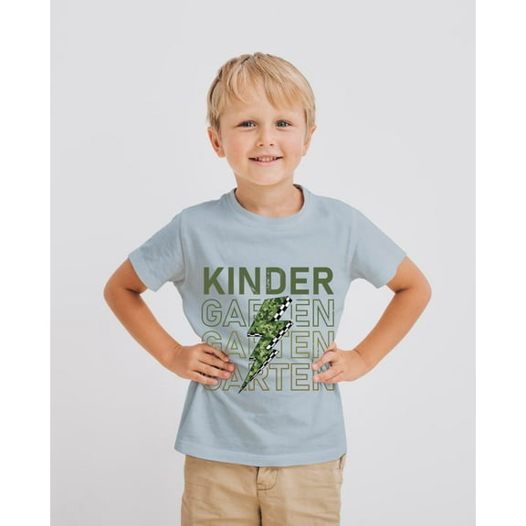 Kindergarten Camo Lightning Bolt T-Shirt for Boys – Back to School Graphic Tee