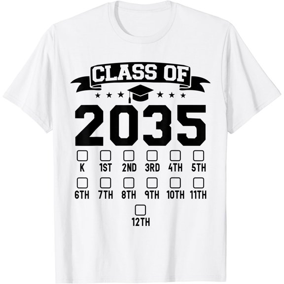 Kindergarten Class Of 2035 First Day Of School Check Mark T-Shirt
