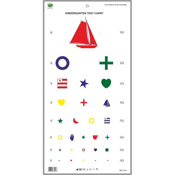 Kindergarten Color Distance Visual Acuity Chart