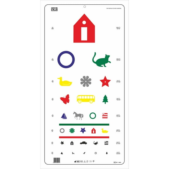 Kindergarten Colour Distance Vision Eye Chart 20 Feet Size 22 x 11 Inch