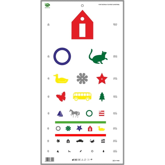 BASCH Kindergarten Colour Distance Vision Eye Chart 20 Feet