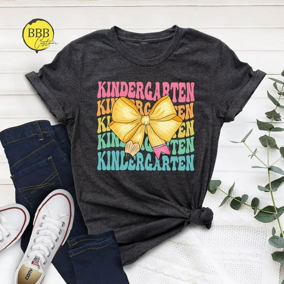 Kindergarten Coquette Pencil Bow Shirt, Back to School Shirt, Coquette Pencil Shirt, Hello Kindergarten Teacher Tee, Coquette Grade Level Tee