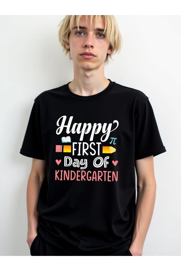 Kindergarten First Day Tee men graphic t shirts black top 2026 Breathable fabric, round neck, short sleeves Retro Unisex Shirt Graphic Tee tshirts
