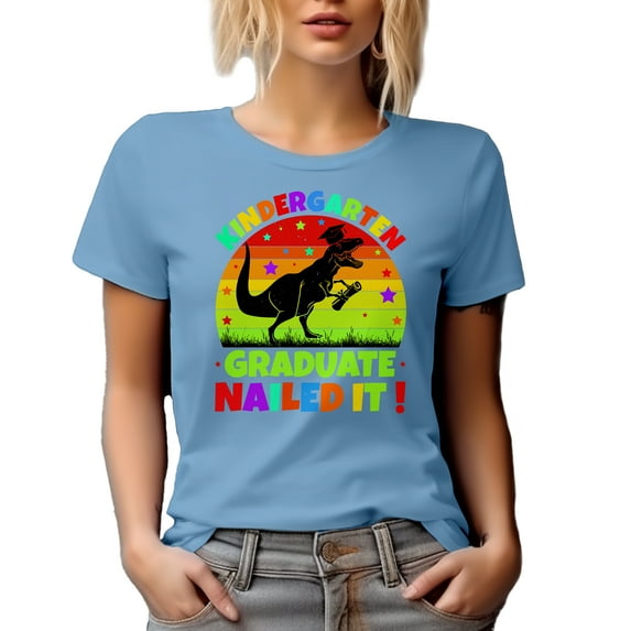 Kindergarten Graduate, Nailed It feat. a Dinosaur, Pre-School Graduation Themed, Baby Blue T-Shirt, XL