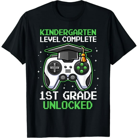 Kindergarten Graduation 1st Grade Unlocked Gamer Boys Kids T-Shirt Tops Tee