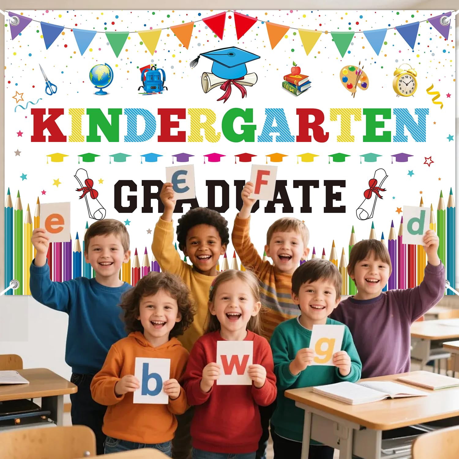 Kinder Graduation Sign Kindergarten Graduation Backdrop Banner Classic Design for Kinder ...