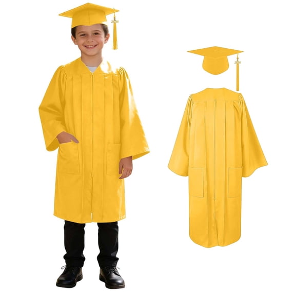 Kindergarten Graduation Cap and Gown Set with Tassel Zip Up Graduation Robe with Pockets Unisex Graduation Cap and Gown 2026 Graduation Outfit Graduation Dress for Kids 2-13 Years