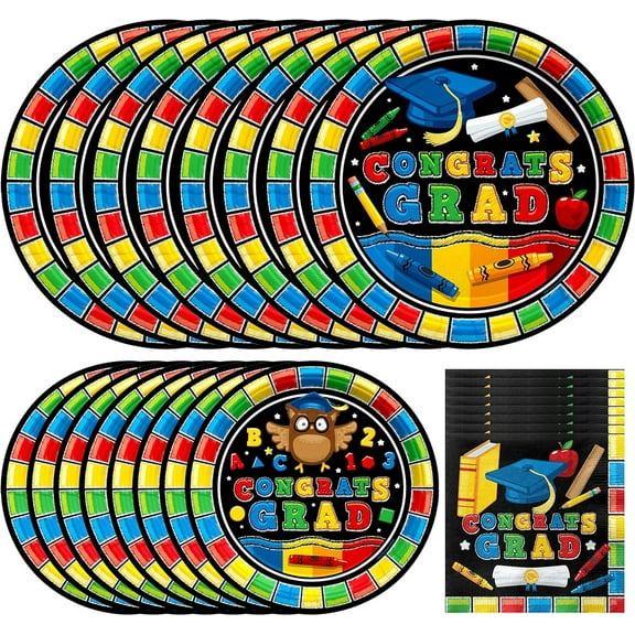 Kindergarten Graduation Party Tableware Starter Set for 24 Guests