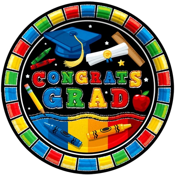 Kindergarten Graduation Plates 9in 16 Count - Kindergarten Graduation Party Decorations