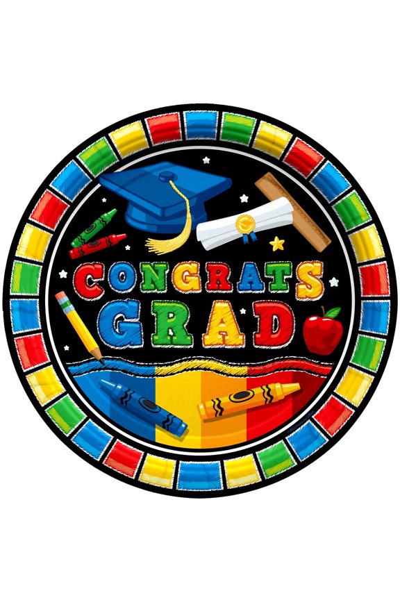 Kindergarten Graduation Plates 9in 16 Count - Kindergarten Graduation Party Decorations