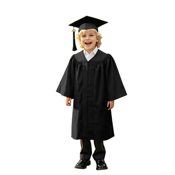 Kindergarten Graduation Shiny Cap and Gown Tassel Set Boys Girls Suit Children Stage Performance Gown for 4-10 Years
