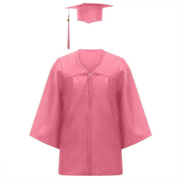 Kindergarten Graduation Shiny Cap and Gown Tassel Set Boys Girls Suit Children Stage Performance Gown for 4-10 Years