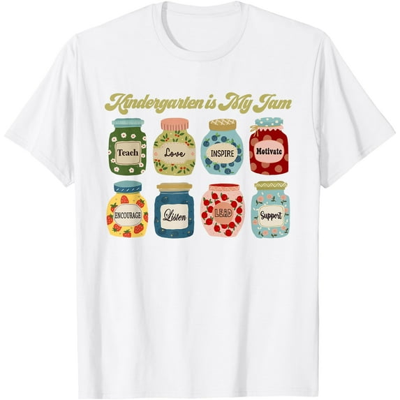 Kindergarten Is My Jam Kindergarten Teacher Kinder Crew T-Shirt Tops Tee