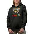 thumbnail image 1 of Kindergarten Just Got A Lot Cooler, Preschool School Teacher Quote, Groovy Retro Wavy Text Merch Gift, Black Hooded Sweatshirt or Hoodie, Small, 1 of 5