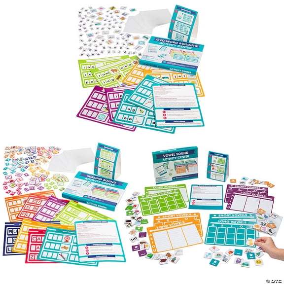 Kindergarten Language Arts Centers Educational Activity Kit Bundle - 60 Pieces