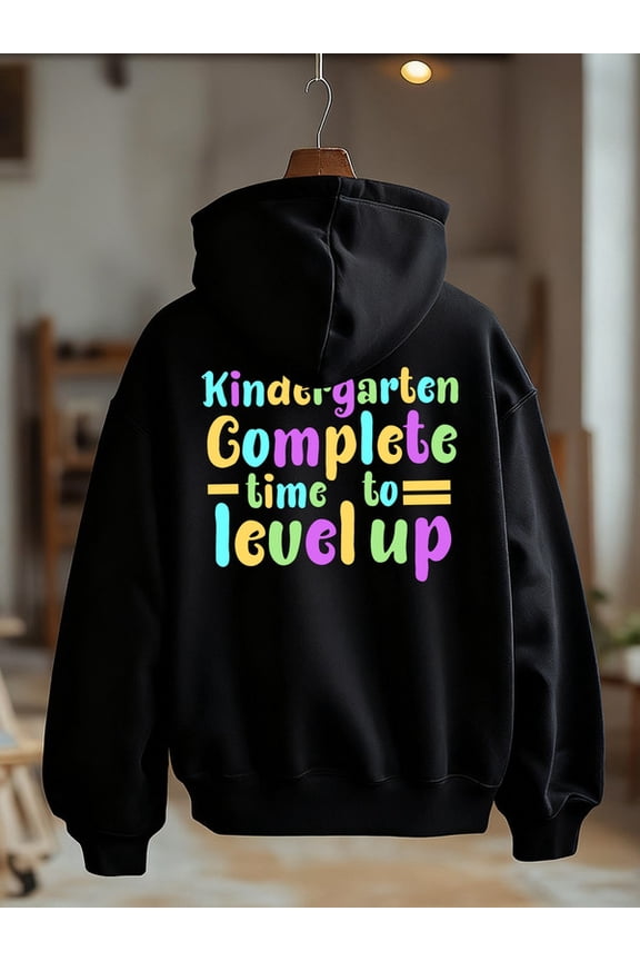 Kindergarten Level Up hoodies & sweatshirt games men's sweatshirts black Comfortable for Casual Wear halloween high quality spring elegant merch interesting Vintage Unisex hoodie