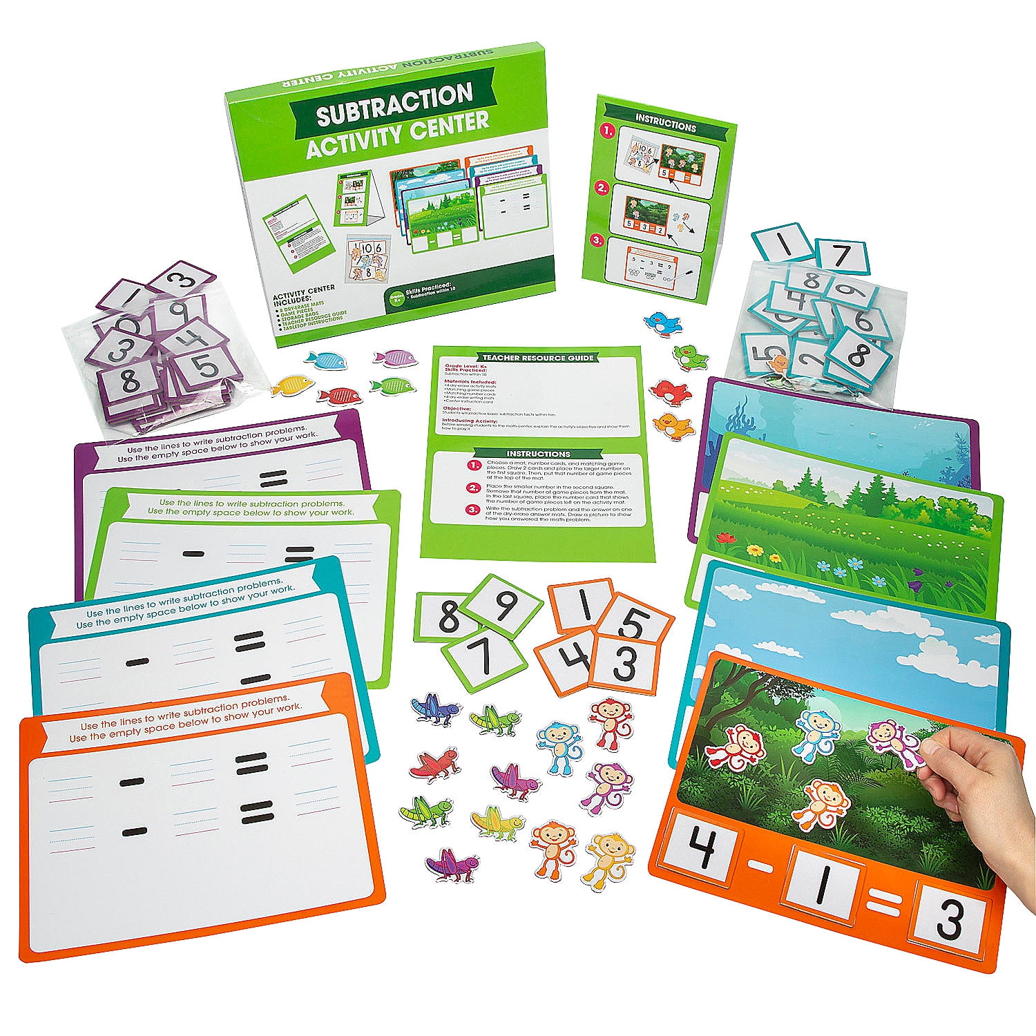 Kindergarten Math Subtraction Skills Educational Activity Classroom ...