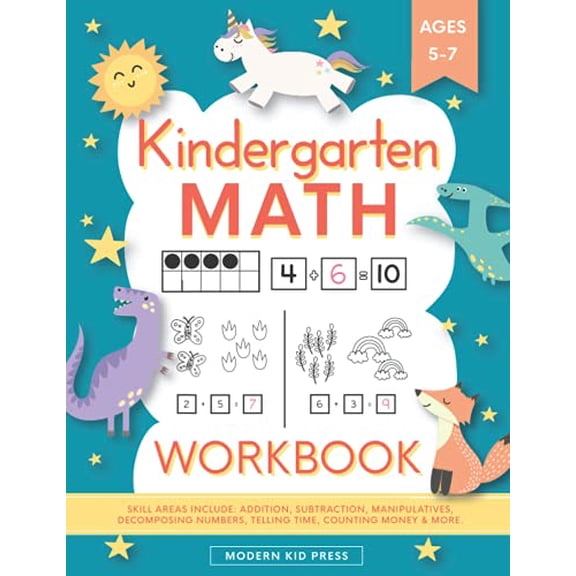 Pre-Owned Kindergarten Math Workbook: Kindergarten and 1st Grade Workbook Age 5-7 | Homeschool Kindergarteners | Addition and Subtraction Activities + Worksheets, 9781948209939, 1948209934, Paperback,