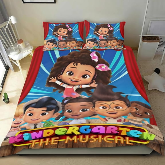 Kindergarten The Musical Themed Bed Sheet Set Three Piece Set 36x75 In ches Comfortable And Skin Friendly Unique Design Creating A Star Studded Night Home Gifts For Family Friends fans