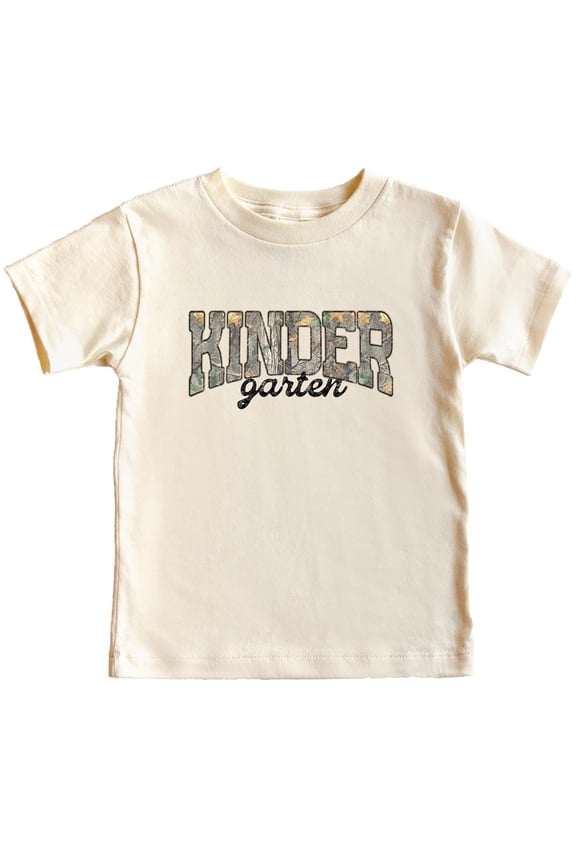 Kindergarten Shirt for Boys and Girls Camo Back to School First Day Outfit Graphic Tee for Kids Natural Shirt 4T