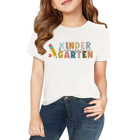 Kindergarten Shirts for Kids Toddler 𝗕ack to School Shirt Boys Girls First Day of School Clothes Short Sleeve Tops
