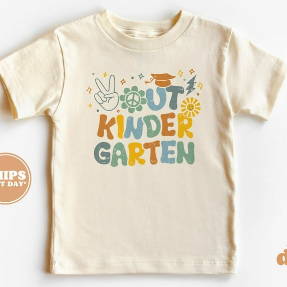 Kindergarten T-Shirt - Peace Out Kindergarten Kids Tshirt - Retro TODDLER SHORT SLEEVE TEE BELLA CANVAS 3001T