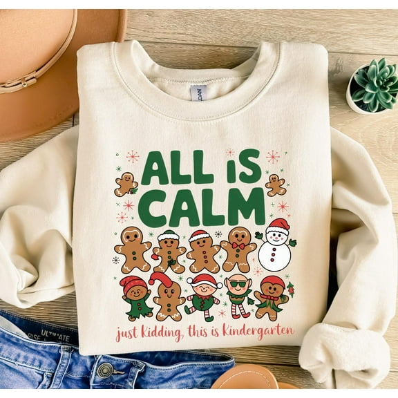 Kindergarten Teacher Christmas Sweatshirt, Gingerbread Holiday Shirt