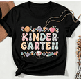 thumbnail image 1 of Kindergarten Teacher Shirt: Retro Checkered Back to School Tee Crew Neck Short Sleeve Tshirts Women, 1 of 8