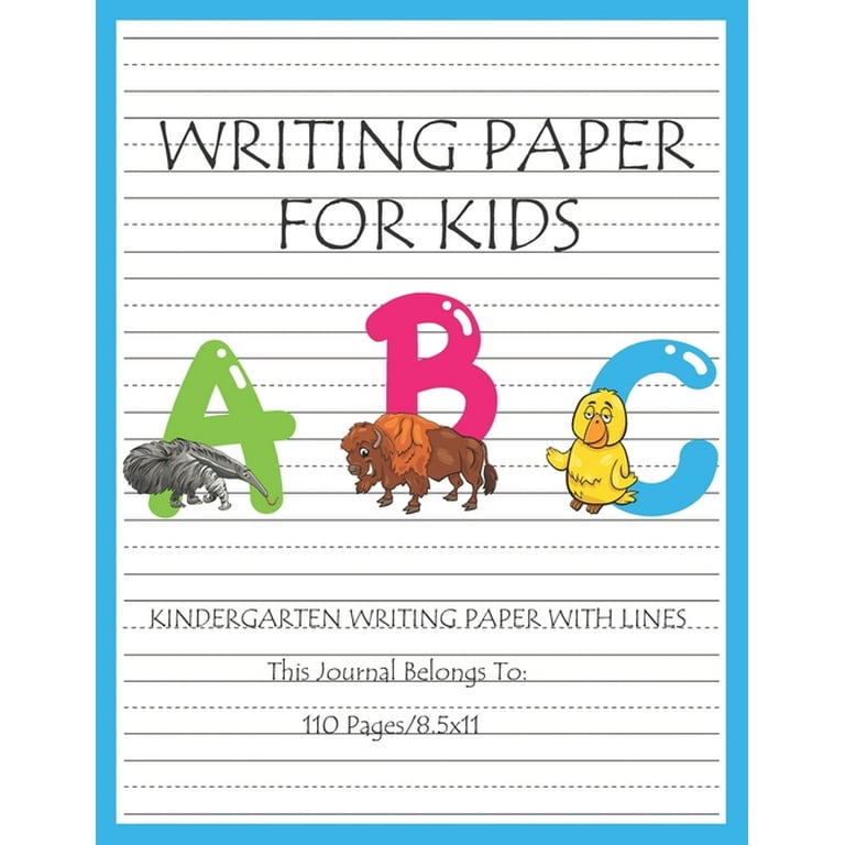 Kindergarten writing paper with lines for ABC kids : Writing Paper for kids  with Dotted Lined - 110 pages 8.5x11 Handwriting Paper 