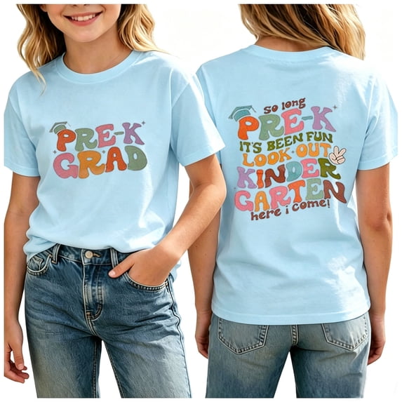 Kindergartner Pre-K Graduation T-Shirt for Boys Girls Last Day of School Shirt Graduate Squad Short Sleeve Tee 2026 Preschool Graduation Gift Tops(Light Blue,4-5 Years)