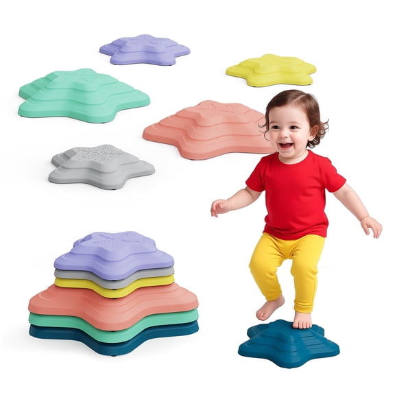 Kinderific Star Shaped Stepping Stones, 6 Piece Set, Multicolor